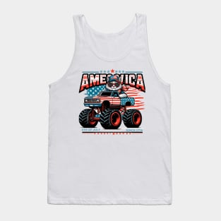 AMEOWICA cat drives a monster truck 4th of July independence Tank Top